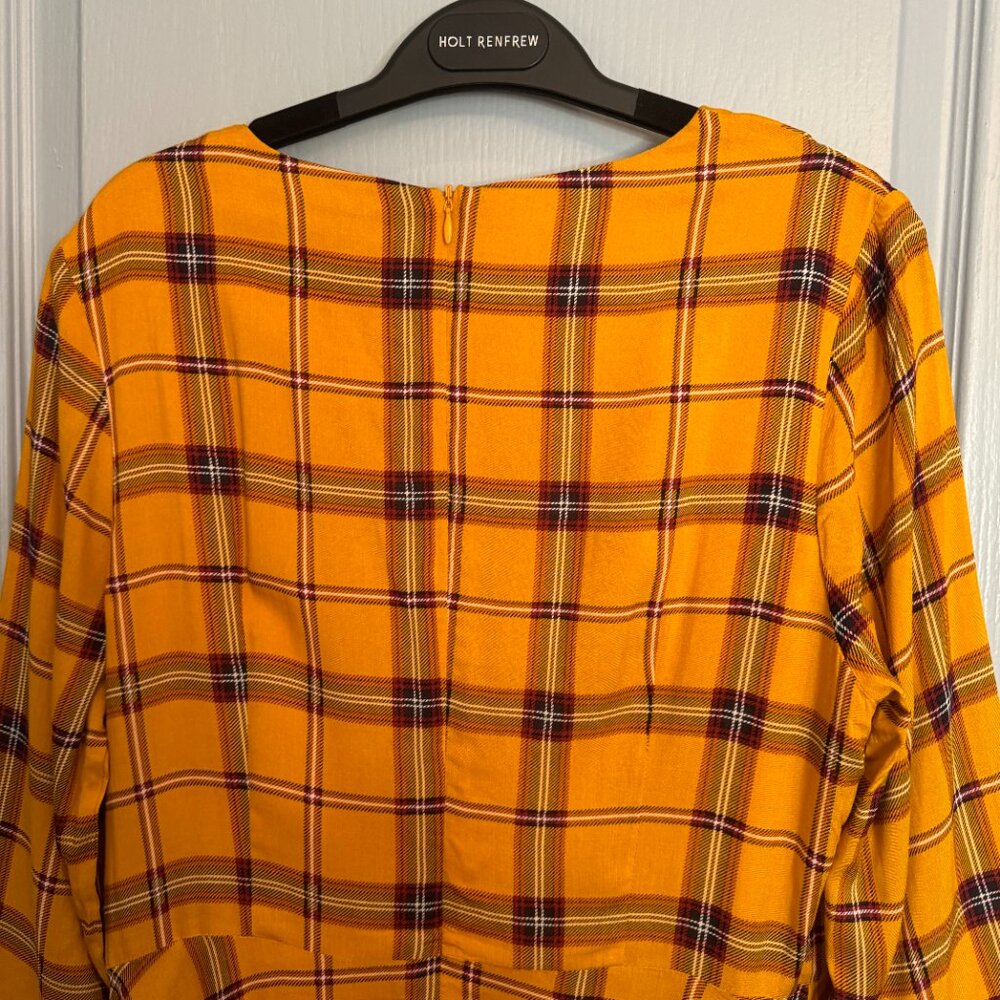 NWT Voodoo Vixen Harley Dress Size XL Yellow Plaid Embroidered Cottagecore FLAW - Picture 10 of 16